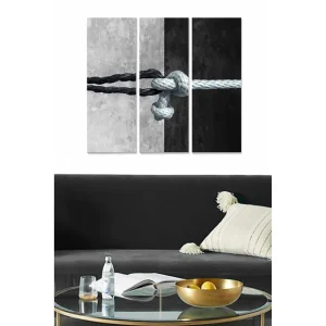 Canvastavla i trä 3-delar 50x70 cm - Knut av rep i kontrasterande svart och vitt - Inredning & dekor Endast denna vecka