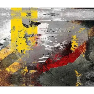 Canvastavla 70x100 cm - Abstrakt komposition med starka färger och dynamiska former - Inredning & dekor Fynd