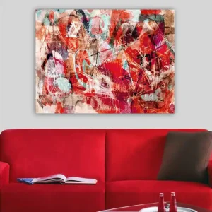 Bästa pris Canvastavla 70x100 cm - Abstrakt komposition med dynamiska former i starka färger - Inredning & dekor