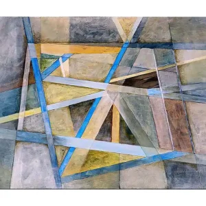 Canvastavla 70x100 cm - Abstrakt komposition med geometriska former och linjer i harmoniska färger - Inredning & dekor Snabb frakt
