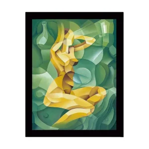 Trygg betalning Inramad Canvastavla i trä - 41x56 cm - Abstrakt figur av en kvinna i en kurvig komposition - Inredning & dekor