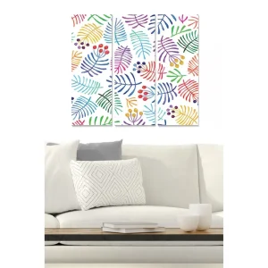 Billig Canvastavla i trä 3-delar 50x70 cm - Färgglad komposition av löv och bär - Inredning & dekor
