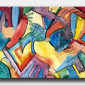Canvastavla 70x100 cm - Abstrakt komposition av händer och former som symboliserar samhörighet och rörelse - Inredning & dekor Billig