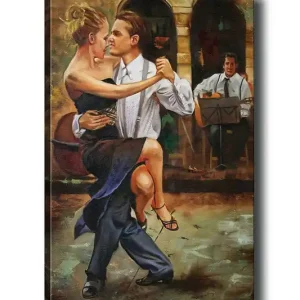 Beställ nu Canvastavla 70x100 cm - Passionerad tango mellan ett par i elegant klädsel - Inredning & dekor