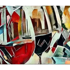 Canvastavla 70x100 cm - Abstrakt komposition av vinglas i olika former och färger - Inredning & dekor Kundfavorit