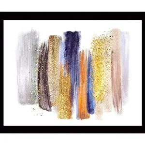 Snabb frakt Inramad Canvastavla i trä - 41x56 cm - Abstrakt komposition med färgglada penseldrag - Inredning & dekor