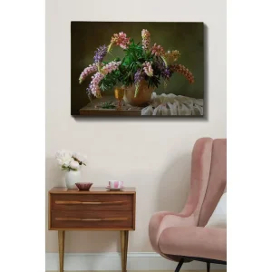 Begränsat antal Canvastavla 70x100 cm - Vacker bukett med färgglada blommor i en kruka - Inredning & dekor