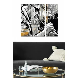 Canvastavla i trä 3-delar 50x70 cm - Jazzmusiker i en urban miljö - Inredning & dekor Erbjudandepris
