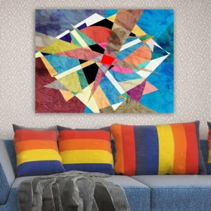 Canvastavla 70x100 cm - Abstrakt komposition med geometriska former i livliga färger - Inredning & dekor Begränsad tid