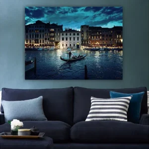 Begränsat antal Canvastavla 70x100 cm - Romantisk gondoltur i Venedig under skymningen - Inredning & dekor
