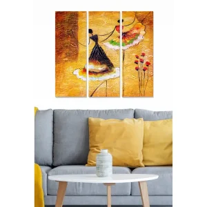 Canvastavla i trä 3-delar 50x70 cm - Dansande kvinnor i färgglada klänningar - Inredning & dekor Endast idag