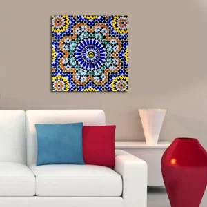 Säker betalning Canvastavla 45x45 cm - Färgglad mandala med geometriska mönster - Inredning & dekor