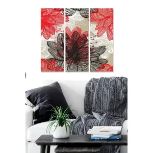 Canvastavla i trä 3-delar 50x70 cm - Färgrik komposition av blommor i olika nyanser - Inredning & dekor Snabb frakt