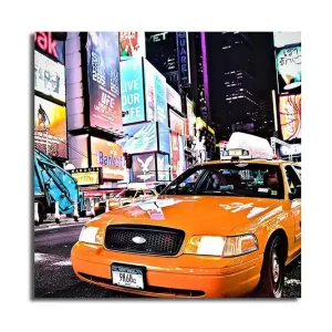 Canvastavla 45x45 cm - Taxis i neonupplysta stadsmiljö - Inredning & dekor Köp nu