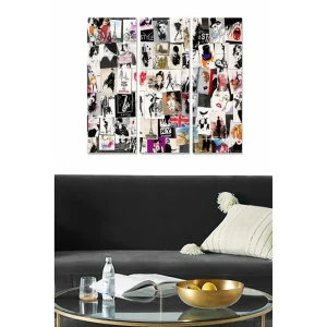 Canvastavla i trä 3-delar 50x70 cm - Collage av modeikoner och urbana motiv - Inredning & dekor Handla nu
