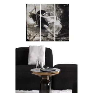 Canvastavla i trä 3-delar 50x70 cm - Romantisk scen med två personer som svänger tillsammans i en grönskande miljö - Inredning & dekor Populär