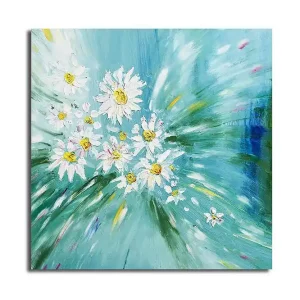 Canvastavla 45x45 cm - Färgrik bukett av prästkragar i en dynamisk komposition - Inredning & dekor Sista chansen