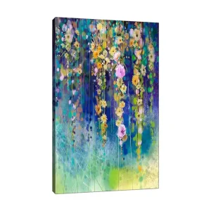 Canvastavla 70x100 cm - Färgglad blomsterkomposition med hängande blommor i olika nyanser - Inredning & dekor Begränsat antal