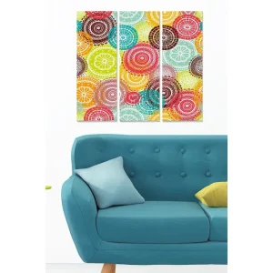 Canvastavla i trä 3-delar 50x70 cm - Färgglad komposition av cirklar och mönster - Inredning & dekor Nedsatt pris