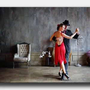 Canvastavla 70x100 cm - Passionerad tango mellan två dansare i elegant klädsel - Inredning & dekor Nedsatt pris