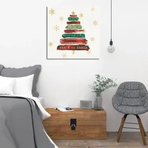 Canvastavla 45x45 cm - Julgran med text och dekorationer - Inredning & dekor Sista chansen