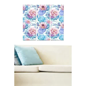 Canvastavla i trä 3-delar 50x70 cm - Färgglad bukett av blommor i akvarellstil - Inredning & dekor Reapris
