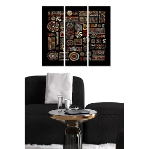 Canvastavla i trä 3-delar 50x70 cm - Färgrik abstrakt komposition med geometriska mönster och symboler - Inredning & dekor Endast denna vecka