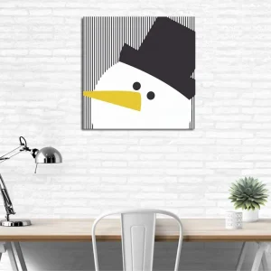 Canvastavla 45x45 cm - Stiliserad snögubbe med hatt och gul näbb - Inredning & dekor Beställ nu