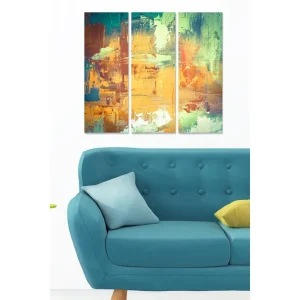 Canvastavla i trä 3-delar 50x70 cm - Abstrakt komposition med färgglada penseldrag - Inredning & dekor Endast idag