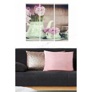 Canvastavla i trä 3-delar 50x70 cm - Vacker bukett av hyacinter i en dekorativ kanna - Inredning & dekor Populär