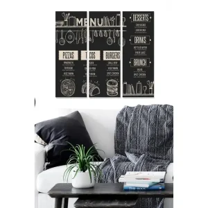 Canvastavla i trä 3-delar 50x70 cm - Meny med olika maträtter och köksredskap - Inredning & dekor Beställ idag
