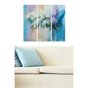 Canvastavla i trä 3-delar 50x70 cm - Färgglad bukett av syrener - Inredning & dekor Billig