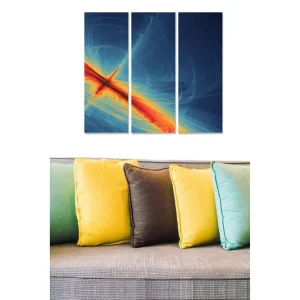 Canvastavla i trä 3-delar 50x70 cm - Abstrakt komposition med ljusa färger och dynamiska linjer - Inredning & dekor Populärt val