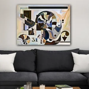 Beställ nu Canvastavla 70x100 cm - Abstrakt komposition med spiralformer och geometriska figurer - Inredning & dekor