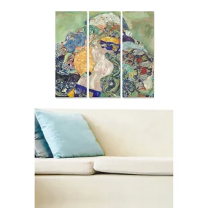 Säker betalning Canvastavla i trä 3-delar 50x70 cm - Färgrik komposition med en naken kvinna omgiven av mönstrade element - Inredning & dekor