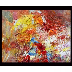 risnedsättning Inramad Canvastavla i trä - 41x56 cm - Färgrik abstrakt komposition med dynamiska former - Inredning & dekor