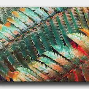 Canvastavla 70x100 cm - Färgglad komposition av ferns med varierande gröna och orange nyanser - Inredning & dekor Fynd