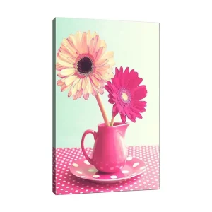 Canvastavla 70x100 cm - Färgglad bukett med blommor i en rosa kanna - Inredning & dekor Begränsad tid