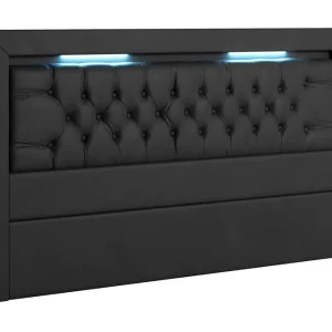 Kampanjpris Arona Sänggavel 140 cm Konstläder LED-belysning Svart - Möbler