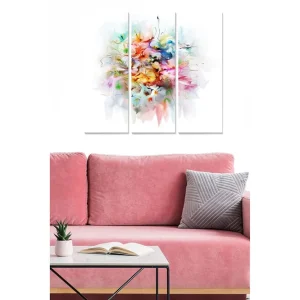 Säker betalning Canvastavla i trä 3-delar 50x70 cm - Färgrik komposition av blommor i abstrakt stil - Inredning & dekor
