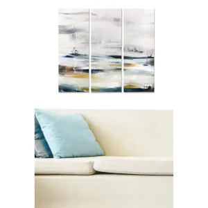 Canvastavla i trä 3-delar 50x70 cm - Abstrakt landskap med mjuka färgövergångar - Inredning & dekor Kampanjpris