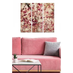 Canvastavla i trä 3-delar 50x70 cm - Abstrakt komposition med blommor och växtlighet - Inredning & dekor Endast idag