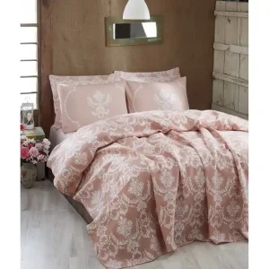 Billigare Eponj Home Överkast Dubbelt 200x235 cm Rosa/Vit - Textil & mattor