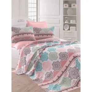 Eponj Home Överkast Enkelt 160x235 cm Turkos/Rosa/Creme - Textil & mattor Köp nu