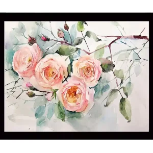 Sista chansen Inramad Canvastavla i trä - 41x56 cm - Färgrik bukett av rosor - Inredning & dekor