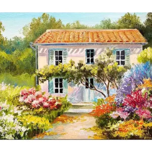 Canvastavla 70x100 cm - Charmig villa omgiven av blomstrande trädgårdar - Inredning & dekor Extra rabatt