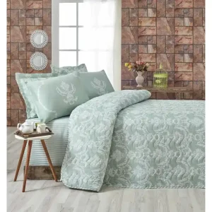 Rabatter Eponj Home Överkast Enkelt 160x220+Kuddfodral Quiltat Grön/Vit - Textil & mattor