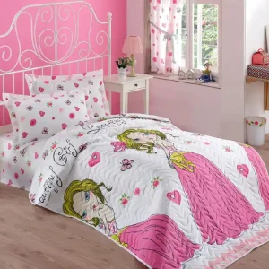 Eponj Home Överkast Enkelt 160x220+Kuddfodral Quiltat Vit/Rosa/Gul - Textil & mattor Sänkt pris