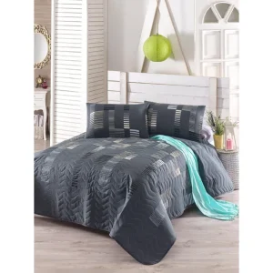 Eponj Home Överkast Enkelt 160x220+Kuddfodral Quiltat Antracit/Svart/Vit - Textil & mattor Populärt val