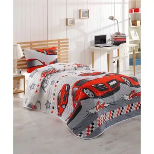 Eponj Home Överkast Enkelt 160x220+Kuddfodral Quiltat Röd/Grå/Vit - Textil & mattor Expressleverans